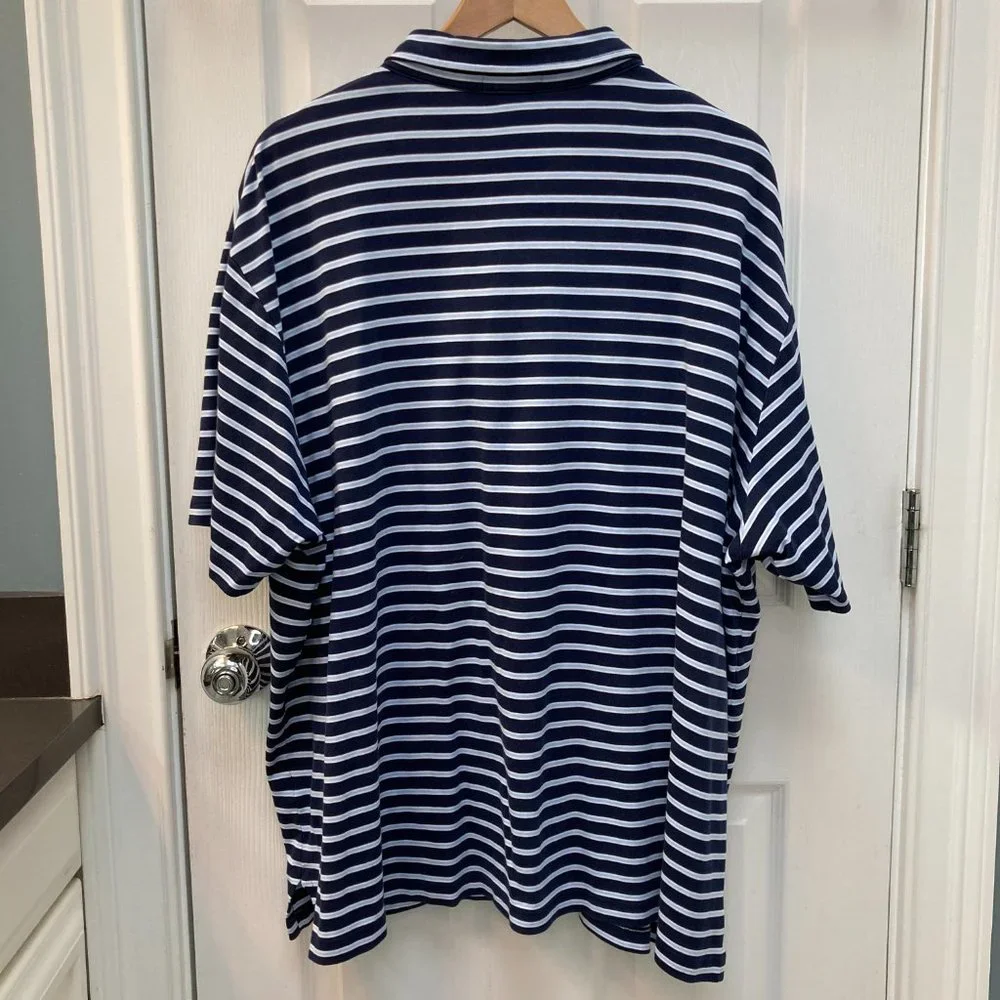 Ralph Lauren Polo Blue White Striped Short Sleeve Polo Shirt Size 3XLT